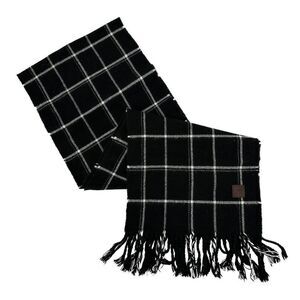 Roots Canada Scarf Black Window Pane Plaid Rectangle Fringe Cozy Cabin Unisex OS